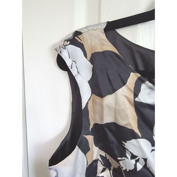 White House Black‎ Market 10 Silk Rose-Print Sheath Dress Size 10 Lined Gold/Blk - Picture 5 of 6